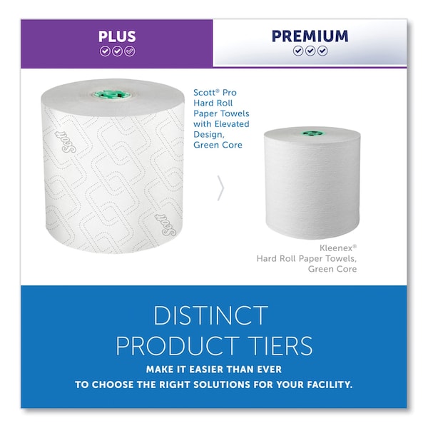Scott Pro Hard Roll Paper Towels w/ Elevated Design for Pro Dispenser, Green Core Only, 1-Ply, 1,150 ft, 6PK - 25700