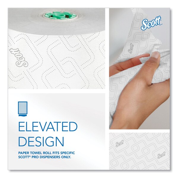 Scott Pro Hard Roll Paper Towels w/ Elevated Design for Pro Dispenser, Green Core Only, 1-Ply, 1,150 ft, 6PK - 25700
