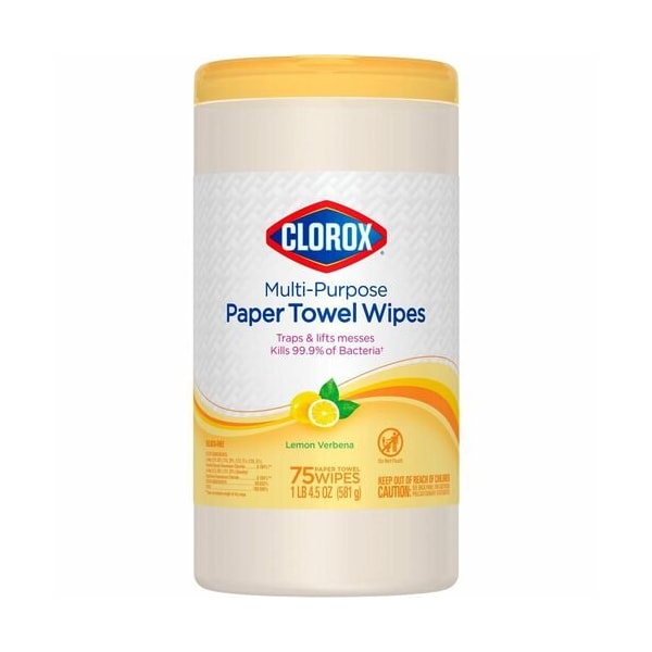 Clorox Paper Towel Wipes, Multipurpose, LemonVerbena, 75Shts, WE - CLO32578