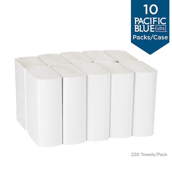 Georgia-Pacific Pacific Blue Ultra Multifold Paper Towels, 1 Ply, 220 Sheets, White, 10 PK - 20887