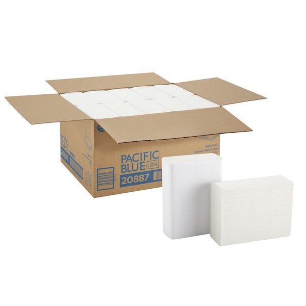 Georgia-Pacific Pacific Blue Ultra Multifold Paper Towels, 1 Ply, 220 Sheets, White, 10 PK - 20887
