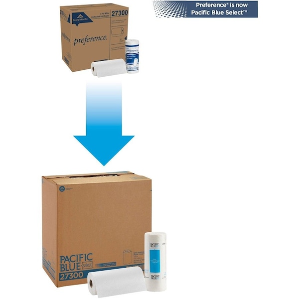 Georgia-Pacific Pacific Blue Select Perforated Roll Paper Towels, 2 Ply, 100 Sheets, 73 ft, White, 30 PK - 27300