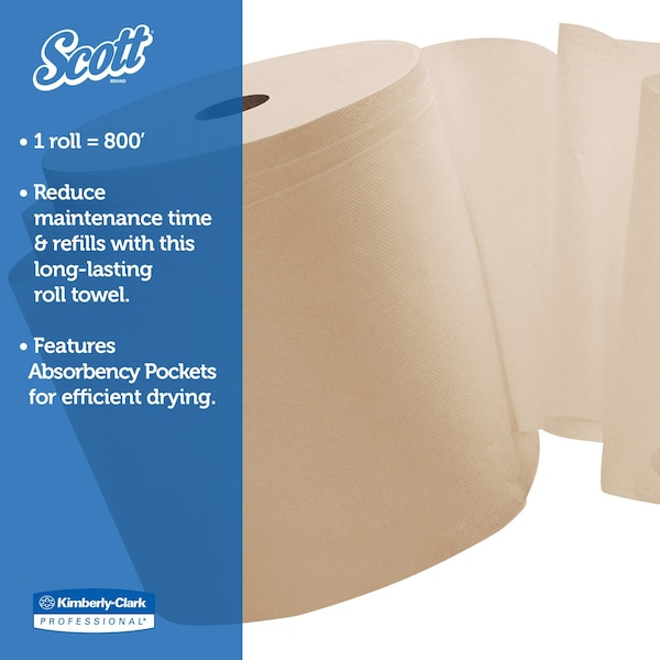 Kimberly-Clark Professional Essential Perforated Roll Paper Towels, 1 Ply, Continuous Roll Sheets, 800 ft, Natural, 12 PK - 04142