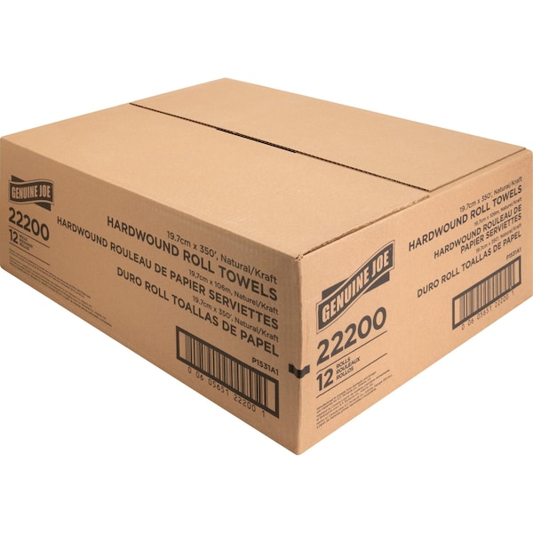 Genuine Joe SKILCRAFT Hardwound Paper Towels, 1 Ply, Continuous Roll Sheets, 350 ft, Natural, 12 PK - GJO22200