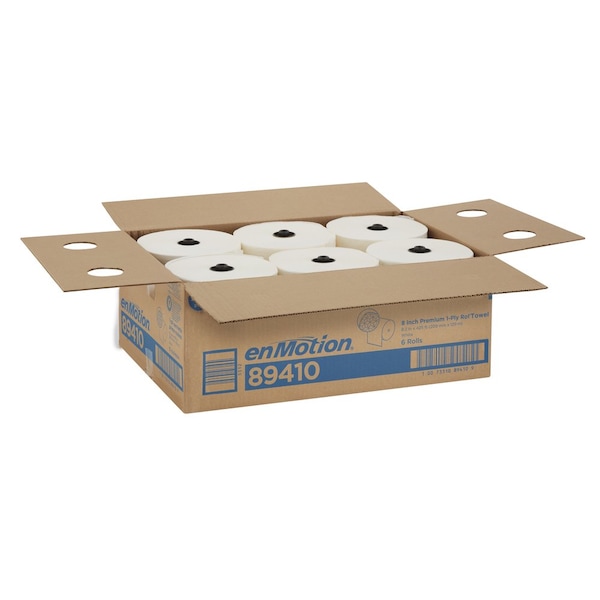 Georgia-Pacific enMotion Hardwound Paper Towels, 1 Ply, Continuous Roll Sheets, 425 ft, White, 6 PK - 89410