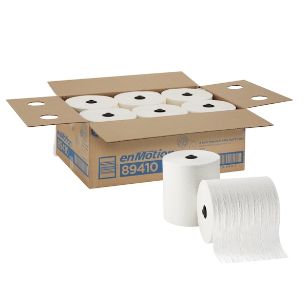 Georgia-Pacific enMotion Hardwound Paper Towels, 1 Ply, Continuous Roll Sheets, 425 ft, White, 6 PK - 89410