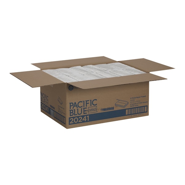 Georgia-Pacific Pacific Blue Select C-Fold Paper Towels, 1 Ply, 200 Sheets, White, 12 PK - 20241