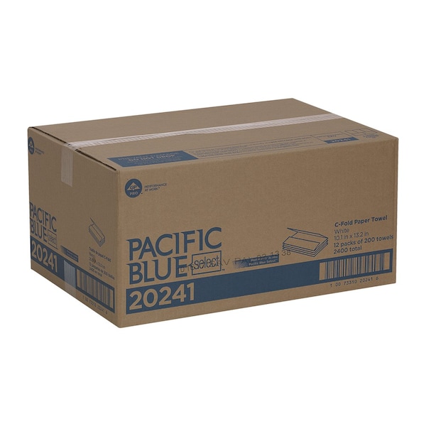 Georgia-Pacific Pacific Blue Select C-Fold Paper Towels, 1 Ply, 200 Sheets, White, 12 PK - 20241