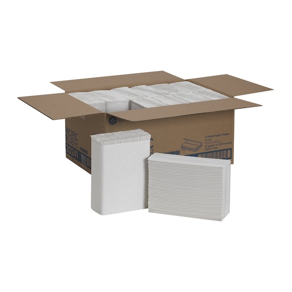 Georgia-Pacific Pacific Blue Select C-Fold Paper Towels, 1 Ply, 200 Sheets, White, 12 PK - 20241