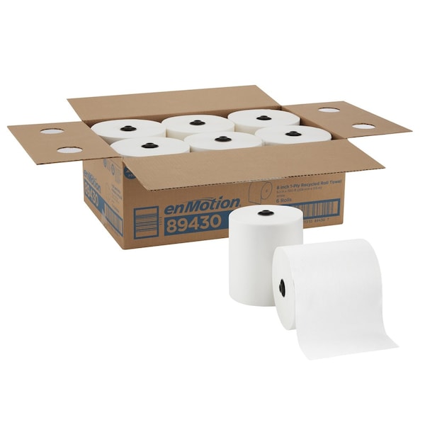 Georgia-Pacific enMotion Hardwound Paper Towels, 1 Ply, Continuous Roll Sheets, 700 ft, White, 6 PK - 89430