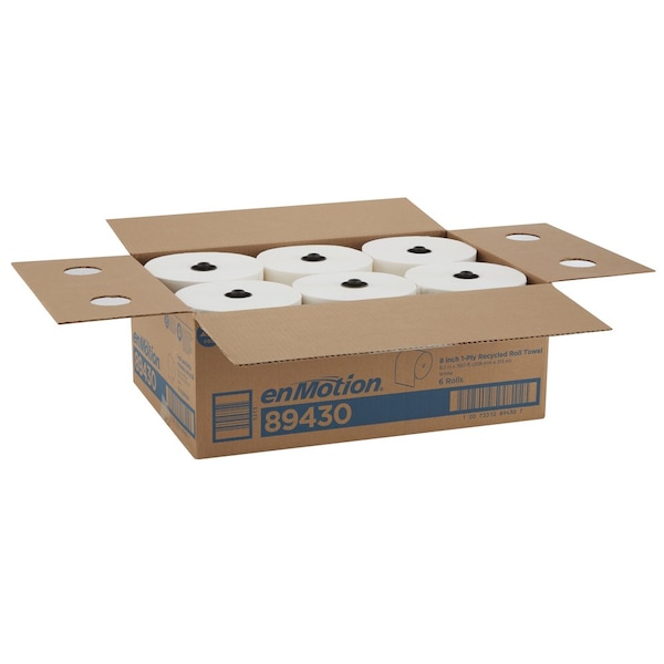 Georgia-Pacific enMotion Hardwound Paper Towels, 1 Ply, Continuous Roll Sheets, 700 ft, White, 6 PK - 89430