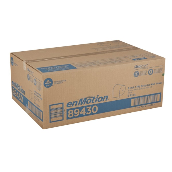 Georgia-Pacific enMotion Hardwound Paper Towels, 1 Ply, Continuous Roll Sheets, 700 ft, White, 6 PK - 89430
