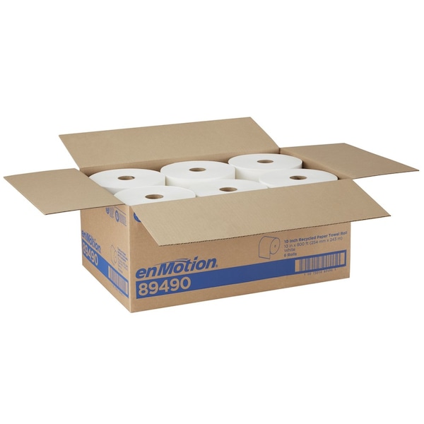Georgia-Pacific enMotion Hardwound Paper Towels, 1 Ply, Continuous Roll Sheets, 800 ft, White, 6 PK - 89490