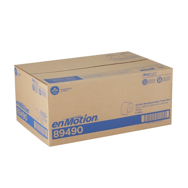 Georgia-Pacific enMotion Hardwound Paper Towels, 1 Ply, Continuous Roll Sheets, 800 ft, White, 6 PK - 89490