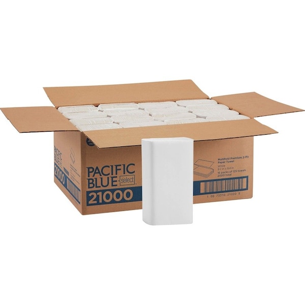 Pacific Blue Select Pacific Blue Select Multifold Paper Towels, 2 Ply, 125 Sheets, White, 16 PK - GPC21000