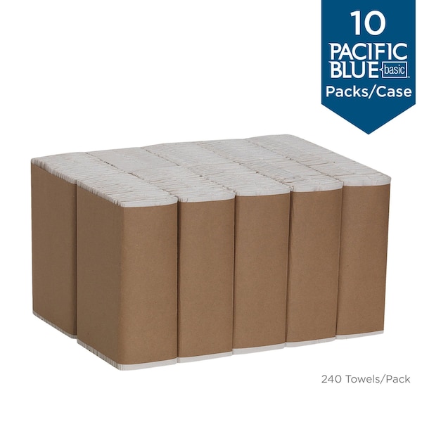 Georgia-Pacific Pacific Blue Basic C-Fold Paper Towels, 1 Ply, 240 Sheets, White, 10 PK - 25190