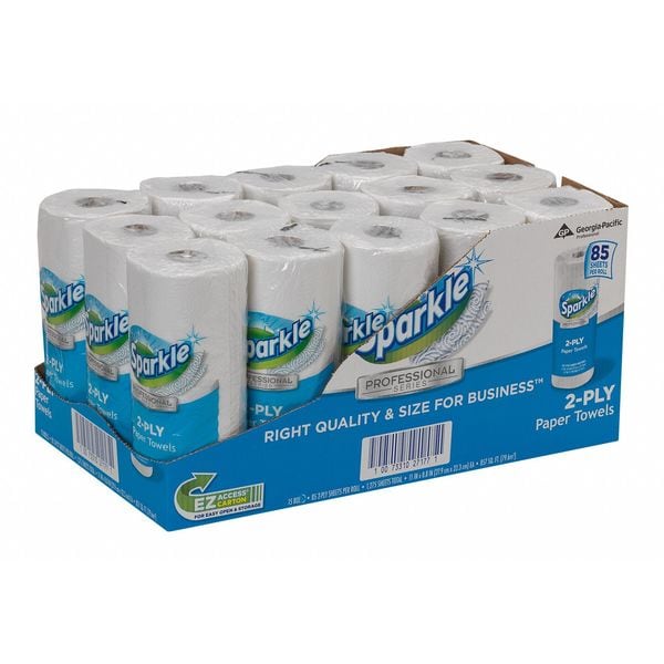 Georgia-Pacific Sparkle Perforated Roll Paper Towels, 2 Ply, 85 Sheets, 60 ft, White, 15 PK - 2717714