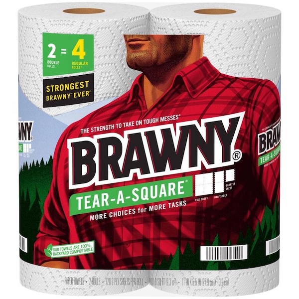 Brawny Brawny Tear-A-Square Paper Towels 100 sheet 2 ply 2 pk - 44350