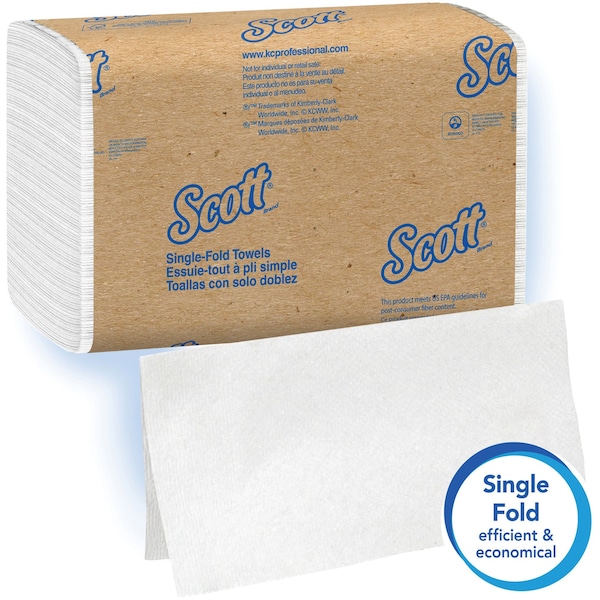 Kimberly-Clark Professional Essential Single Fold Paper Towel, 1 Ply, 250 Sheets, White, 16 PK - 1700