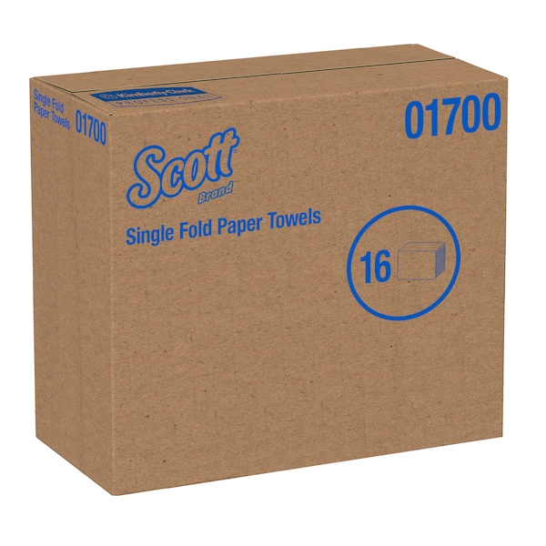 Kimberly-Clark Professional Essential Single Fold Paper Towel, 1 Ply, 250 Sheets, White, 16 PK - 1700