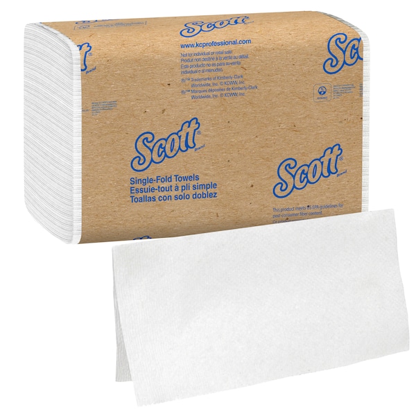 Kimberly-Clark Professional Essential Single Fold Paper Towel, 1 Ply, 250 Sheets, White, 16 PK - 1700