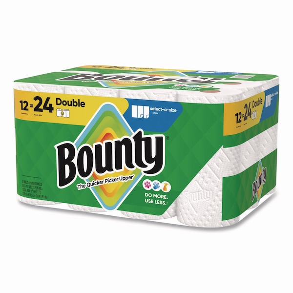 Bounty Select-a-Size Kitchen Roll Paper Towels, 2-Ply, 5.9 x 11, White, 82 Sheets/Double Roll, 12PK - 80798316