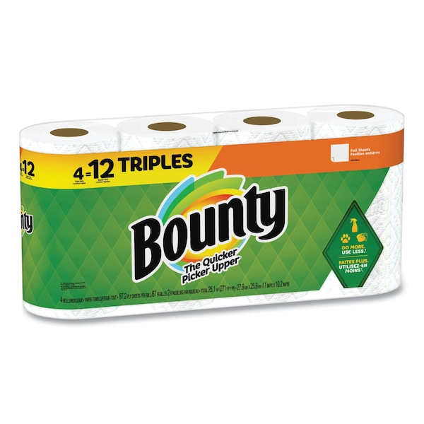 Bounty Kitchen Roll Paper Towels, 2-Ply, White, 10.5 x 11, 87 Sheets/Roll, 24PK - 80374730