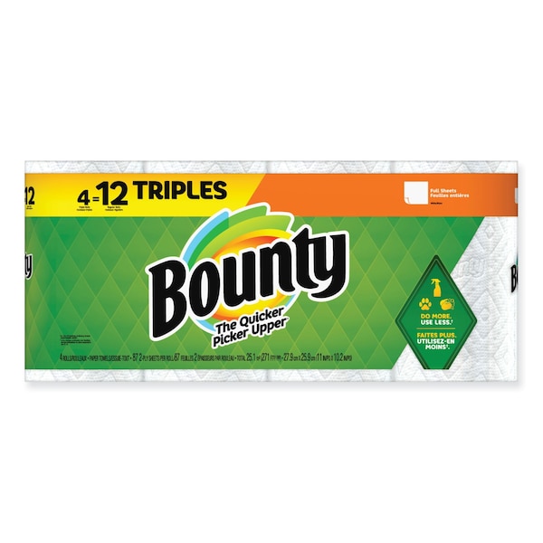 Bounty Kitchen Roll Paper Towels, 2-Ply, White, 10.5 x 11, 87 Sheets/Roll, 24PK - 80374730