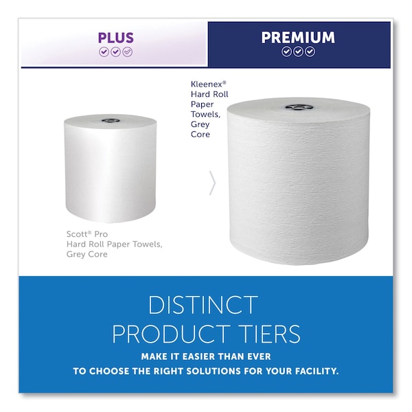 Kleenex Hard Roll Paper Towels w/ Premium Absorbency Pockets, Gray Core, 1-Ply, 7.5 in.x700 ft, White, 6PK - 25639