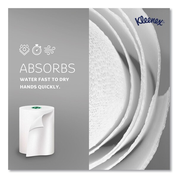 Kleenex Hard Roll Paper Towels w/ Premium Absorbency Pockets, Gray Core, 1-Ply, 7.5 in.x700 ft, White, 6PK - 25639