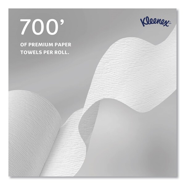 Kleenex Hard Roll Paper Towels w/ Premium Absorbency Pockets, Gray Core, 1-Ply, 7.5 in.x700 ft, White, 6PK - 25639