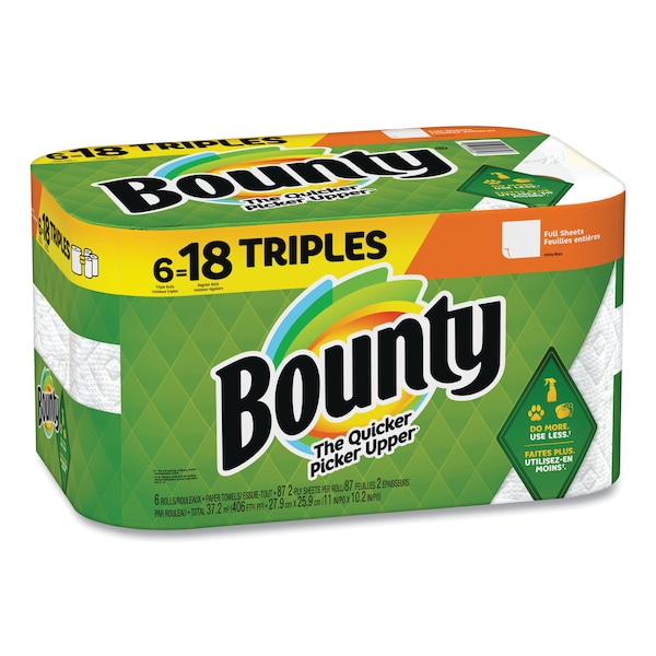 Bounty Select-a-Size Kitchen Roll Paper Towels, 2-Ply, White, 10.2 x 11, 87 Sheets/Roll, 36PK - 80374135