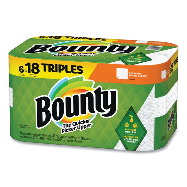 Bounty Select-a-Size Kitchen Roll Paper Towels, 2-Ply, White, 10.2 x 11, 87 Sheets/Roll, 36PK - 80374135
