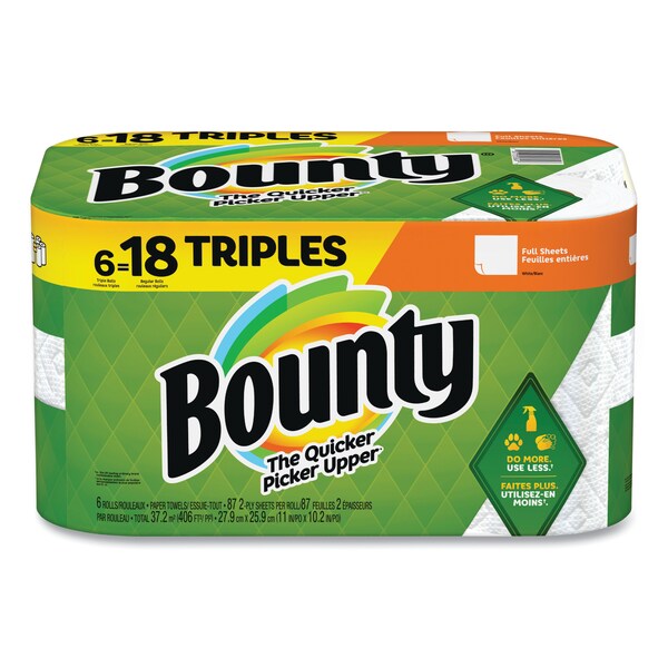 Bounty Select-a-Size Kitchen Roll Paper Towels, 2-Ply, White, 10.2 x 11, 87 Sheets/Roll, 36PK - 80374135