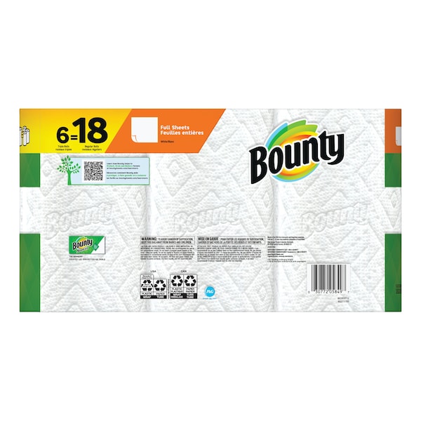 Bounty Select-a-Size Kitchen Roll Paper Towels, 2-Ply, White, 10.2 x 11, 87 Sheets/Roll, 36PK - 80374135