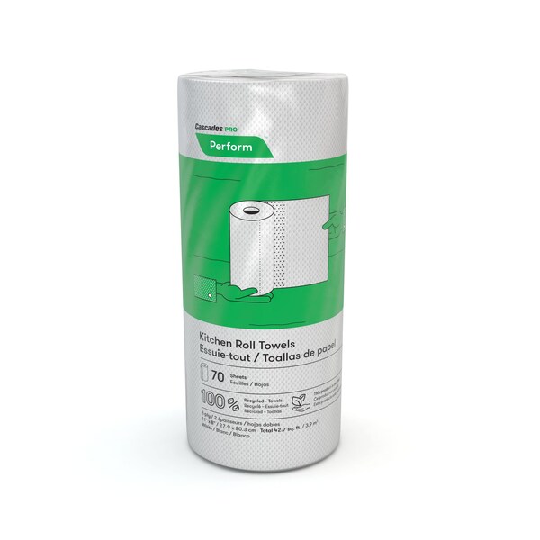 Cascades Pro Perform Kitchen Roll Towel White 11 in. X 8 in. 2-Ply 70 Sheets, 5PK - K300