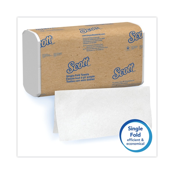 Scott Essential Single Fold Paper Towels, 1 Ply, 250 Sheets, White, 16 PK - 1700