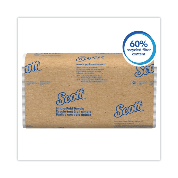 Scott Essential Single Fold Paper Towels, 1 Ply, 250 Sheets, White, 16 PK - 1700