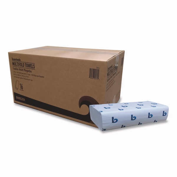 Boardwalk Boardwalk Multifold Paper Towels, 1 Ply, 250 Sheets, White, 16 PK - BWK6204