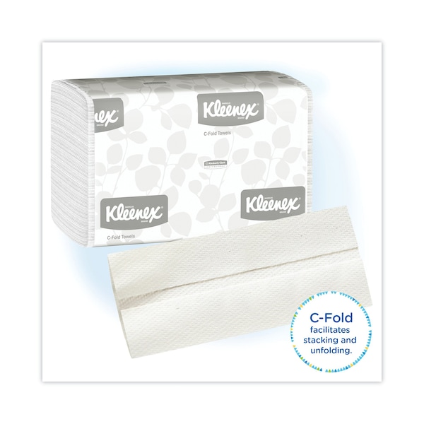 Kleenex Kleenex C-Fold Paper Towels, 1 Ply, 150 Sheets, White, 16 PK - 1500