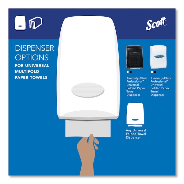 Scott Essential Multifold Paper Towels, 1 Ply, 250 Sheets, White, 16 PK - 1840