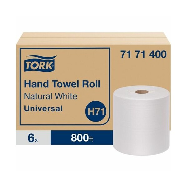 Tork Towels, Universal, 1-Ply, 7.8inRL Dia, 1.9inCore, 7.5inx800ft , WE, 6PK - TRK7171400