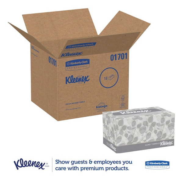 Kleenex Pop-Up Paper Towel Sheets Paper Towels, 1 Ply, 120 Sheets, White, 18 PK - KCC 01701
