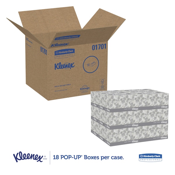 Kleenex Pop-Up Paper Towel Sheets Paper Towels, 1 Ply, 120 Sheets, White, 18 PK - KCC 01701