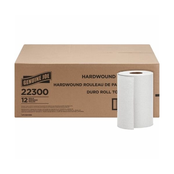 Genuine Joe Genuine Joe Hardwound Roll Towels, 2inCore, 7-7/8inx350ft , WE, 12PK - GJO22300