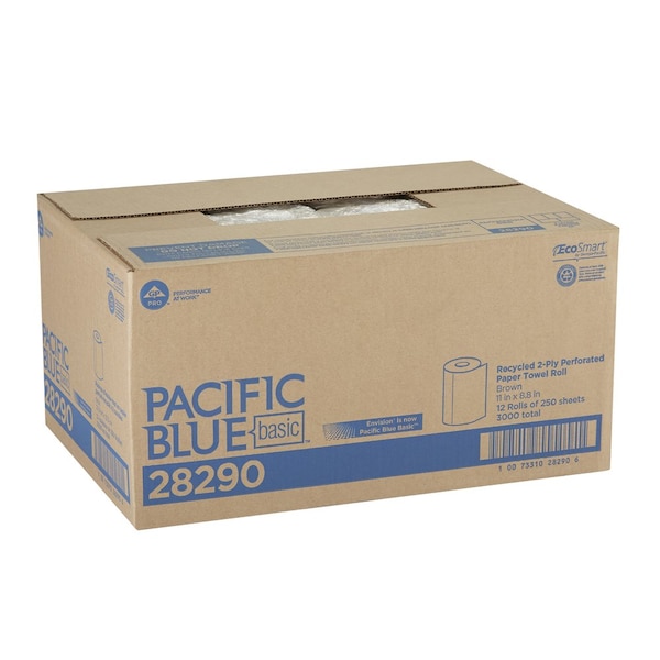 Georgia-Pacific Pacific Blue Select Perforated Roll Paper Towels, 2 Ply, 250 Sheets, 230 ft, Brown, 12 PK - 28290