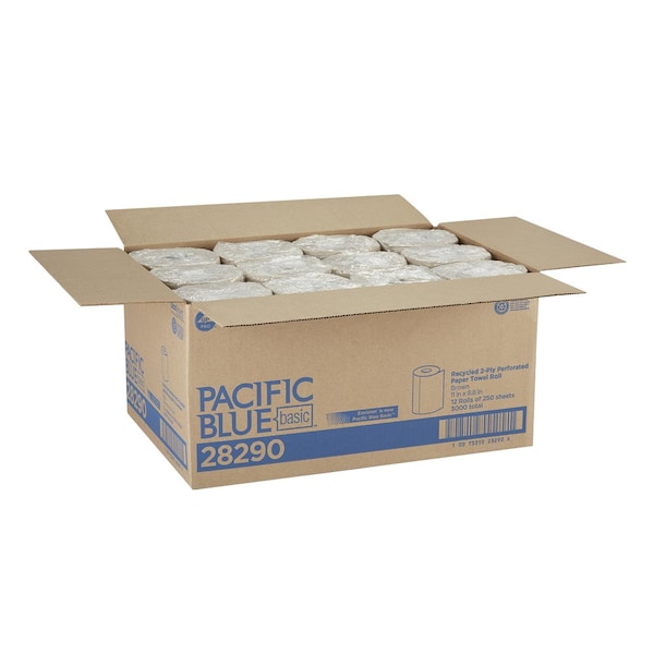 Georgia-Pacific Pacific Blue Select Perforated Roll Paper Towels, 2 Ply, 250 Sheets, 230 ft, Brown, 12 PK - 28290
