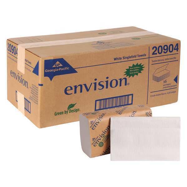 Georgia-Pacific Pacific Blue Basic Single Fold Paper Towels, 1 Ply, 250 Sheets, White, 16 PK - 20904