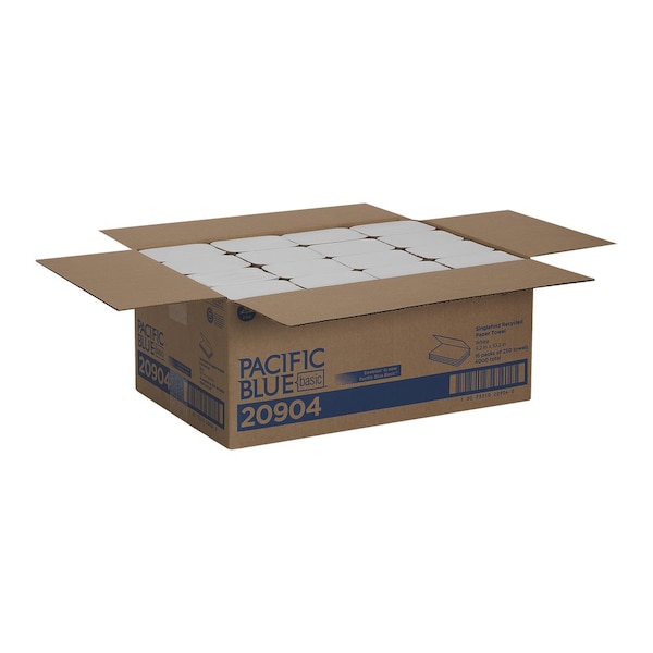Georgia-Pacific Pacific Blue Basic Single Fold Paper Towels, 1 Ply, 250 Sheets, White, 16 PK - 20904