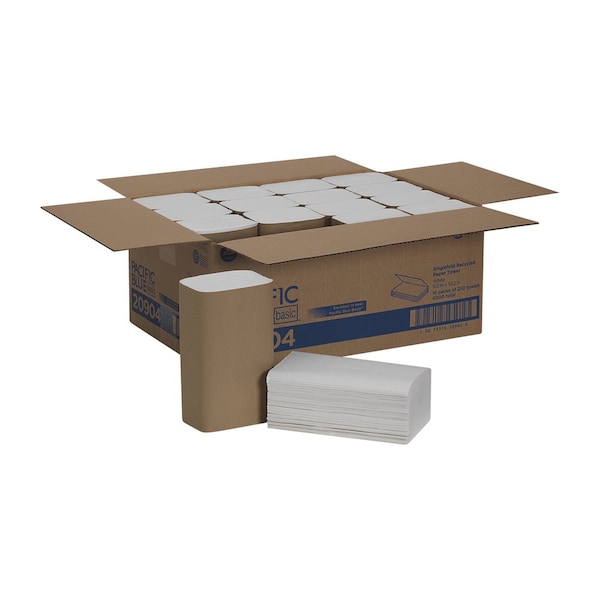 Georgia-Pacific Pacific Blue Basic Single Fold Paper Towels, 1 Ply, 250 Sheets, White, 16 PK - 20904